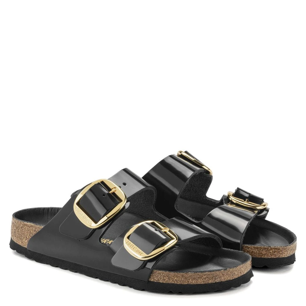 Birkenstock Women's Big Buckle Arizona Natural Leather Patent In High Shine Black 2 Birkenstock Women's Big Buckle Arizona Natural Leather Patent In High Shine Black - Image 2