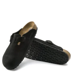 Birkenstock Boston Softbed Suede Leather In Black -Birkenstock Store 660471 4 1100x
