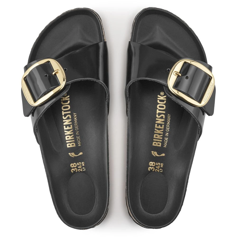 Birkenstock Women's Madrid Big Buckle Oiled Leather In High Shine Black (Narrow Width) 3 Birkenstock Women's Madrid Big Buckle Oiled Leather In High Shine Black (Narrow Width) - Image 3