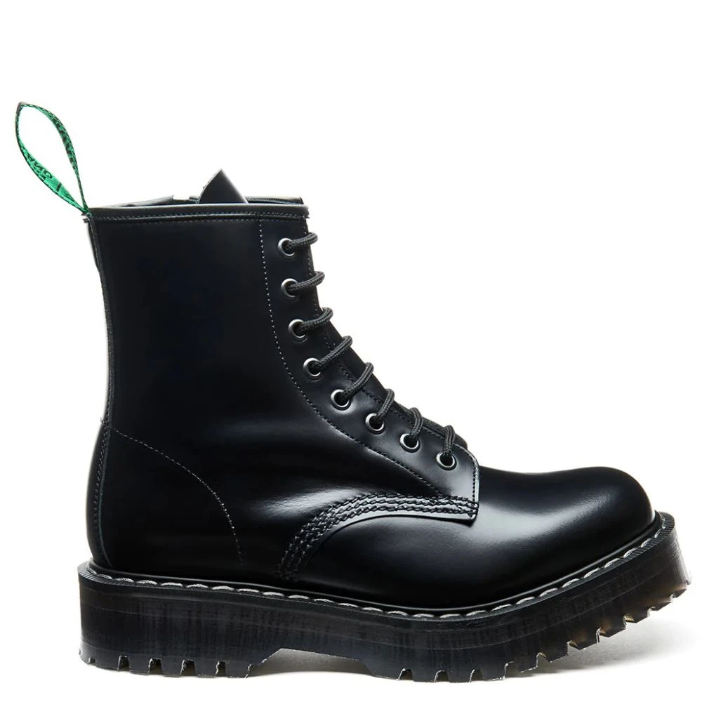 Solovair 8 Eye Zip Platform Derby Boot In Black Hi-Shine 1 Solovair 8 Eye Zip Platform Derby Boot In Black Hi-Shine