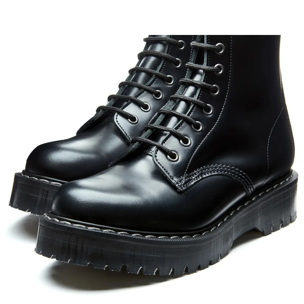 Solovair 8 Eye Zip Platform Derby Boot In Black Hi-Shine 4 Solovair 8 Eye Zip Platform Derby Boot In Black Hi-Shine - Image 4