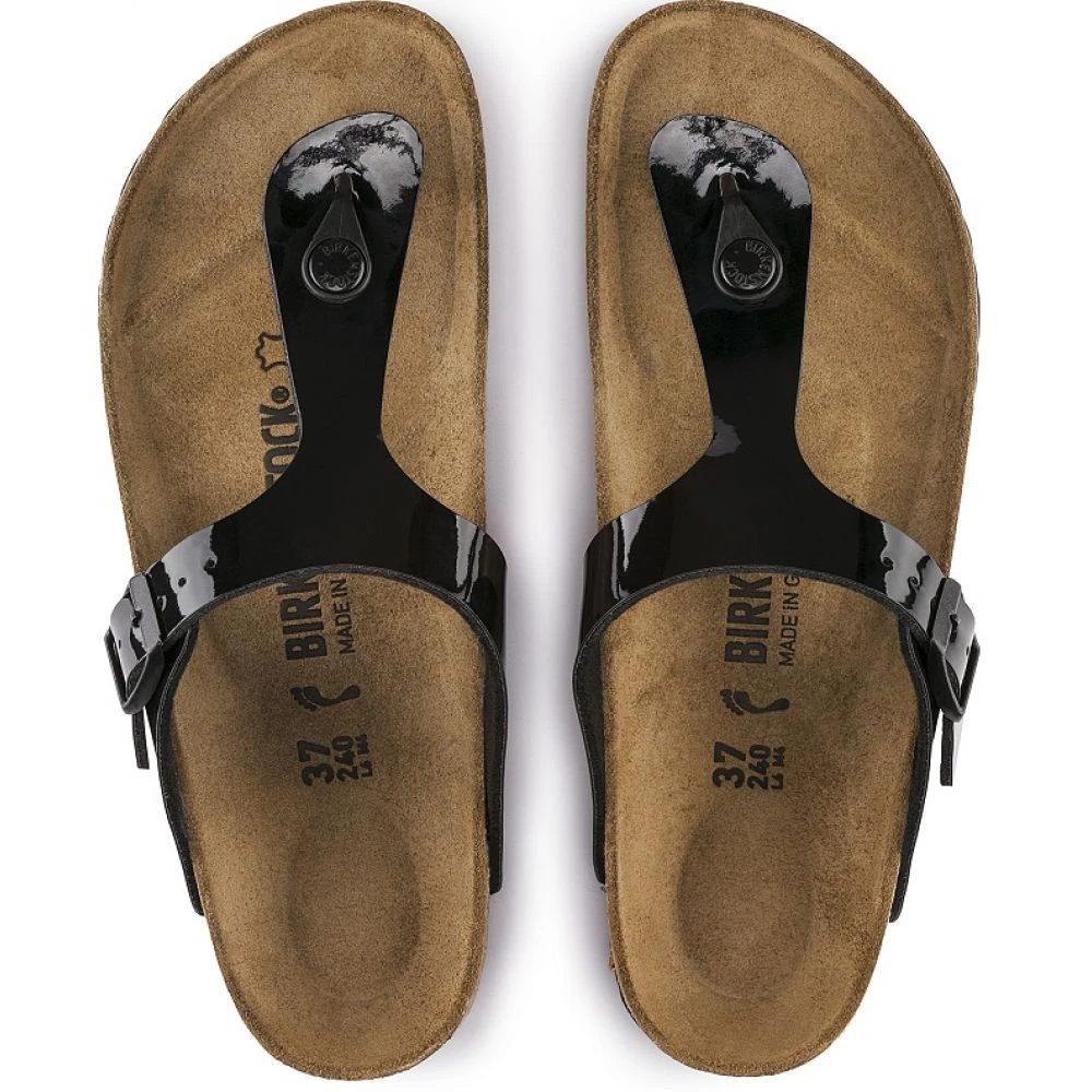 Birkenstock Gizeh Birko-Flor Patent In Black 4 Birkenstock Gizeh Birko-Flor Patent In Black - Image 4