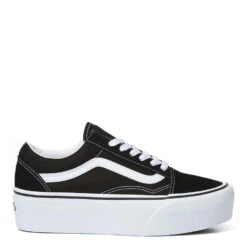 Vans Women's Old Skool Stackform In Suede/Canvas Black/True White