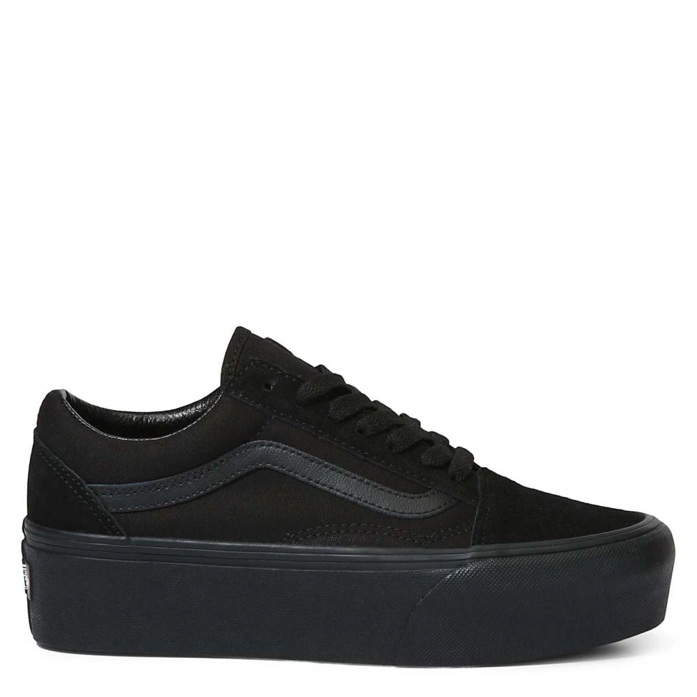 Vans Women's Old Skool Stackform In Suede/Canvas Black/Black 1 Vans Women's Old Skool Stackform In Suede/Canvas Black/Black